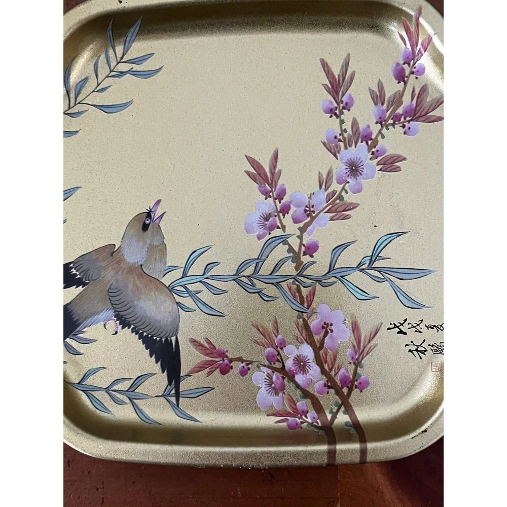 Chinoiserie Gold Floral Bird Trinket Tray Elite Trays Made In England